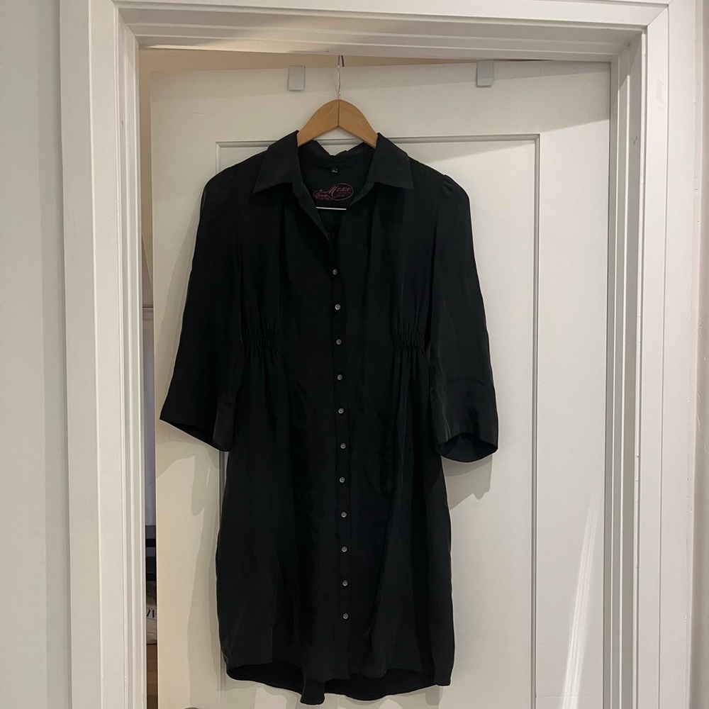 Grey Silk Shirt Dress